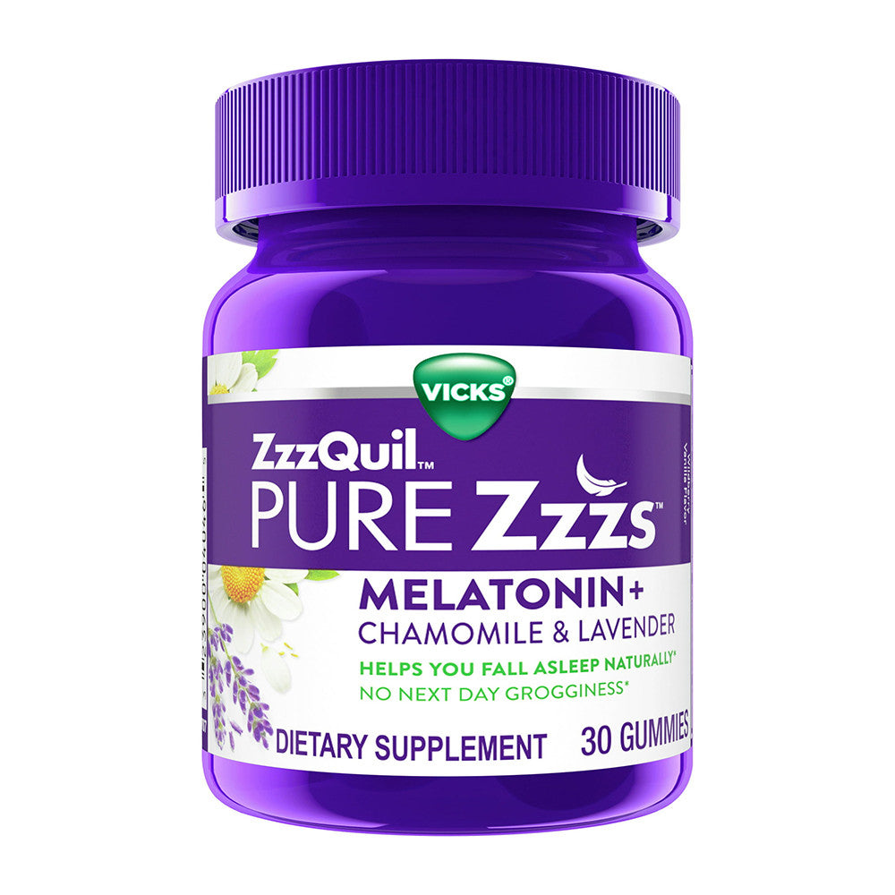 Vicks Pure Zzzs Night Time Sleep Aid Melatonin Gummies, 30 Ea